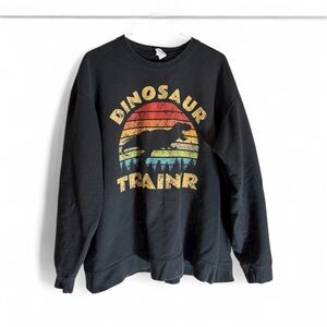 Men’s 2XL Port and Company Black Dinosaur Trainer Sweatshirt